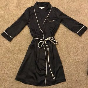 Victoria’s Secret Satin Black Robe w/White Accents